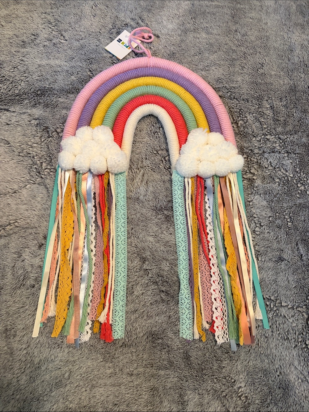 Big Kids Rainbow Wall Hanging - Pastel Multicolor Decorative Accent